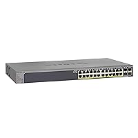 NETGEAR 28-Port PoE Gigabit Ethernet Smart Switch (GS728TP) - Managed, Optional Insight Cloud Management, 24 x PoE+ @ 190W, 4 x 1G SFP, Desktop or Rackmount, and Limited Lifetime Protection