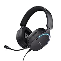 Trust Gaming GXT 490 Fayzo USB Gaming Headset 7.1 Surround Sound, 50mm Drivers, 85% Recycled Plastics, RGB Over-Ear Wired Headphones, with Noise Cancelling Microphone for PC PS5 - Black