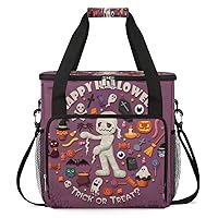 Halloween Trick or Treat 14 Coffee Maker Carrying Bag Compatible with Single Serve Coffee Brewer Travel Bag Waterproof Portable Storage Toto Bag with Pockets for Travel, Camp, Trip