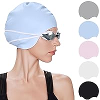 Tripsky Silicone Swim Cap for Long Hair, Swimming Cap for Women Men Teenagers, Stereoscopic Pattern Bathing Cap Ideal for Curly Short Medium Long Hair