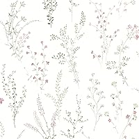 York Wallcoverings PSW1524RL Multicolor Wildflower Sprigs Premium Peel and Stick Wallpaper,Pink