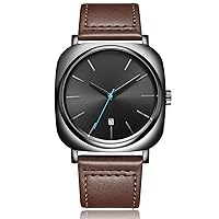 CIVO Mens Watches Minimalist Rectangle Analogue Quartz Leather Wrist Watch for Men Date Casual Design - Gifts for Men
