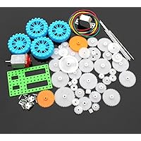 0.5 Mold DIY Plastic Motor Gears Set Plastic Crown Gear Kits Single Double Reduction Gear Worm Gear Electric Kit for Toy Motor Aircraft Car Robot (50pcs Chassis)