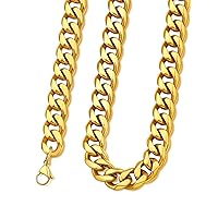 Cuban Link Chain for Men, 3mm 6mm 9mm 12mm, 316L Stainless Steel/Gold Flat Curb Chains For Men Women, Hip Hop Jewelry for Dancer 18'' 22'' 26'' 28'' 30 inches