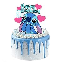 Stitch Birthday Cake Topper 9, Stitch 9th Birthday Party Decorations, Lilo and Stitch 9th Birthday Party Supplies