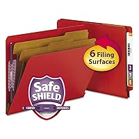 Smead 100% Recycled End Tab Pressboard Classification File Folder with SafeSHIELD Fasteners, 2 Dividers, 2