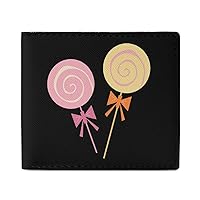 Cartoon Lollipop Candy Sticks Wallet for Women & Men Bifold Leather Graphic Card Coin Purse One Size