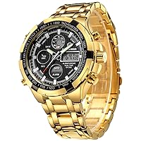 Luxury Stainless Steel Analogue Digital Watches for Men, Outdoor Sports, Waterproof, Large, Heavy Wrist Watch