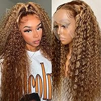 Nadula Highlight Honey Blonde Wigs 13x4 Lace Front Curly Human Hair Colored Wigs for Women TL412 Ombre Color Wigs Pre Plucked with Baby Hair 180% Density 18inch