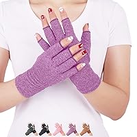 DISUPPO Arthritis Compression Gloves Relieve Pain from Rheumatoid, RSI,Carpal Tunnel, Hand Gloves Fingerless for Computer Typing and Dailywork, Support for Hands and Joints (S, Purple)