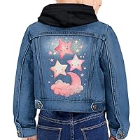 Star Toddler Hooded Denim Jacket - Funny Jean Jacket - Kawaii Denim Jacket for Kids