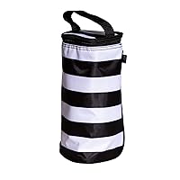 J.L. Childress Breastmilk Cooler Bag - Ice Pack Included - Insulated & Leak Proof Newborn Bottle Bag - Fits 1-2 Bottles - Bottle Bag for Daycare - Breastmilk Cooler Bag for Travel - Black Stripe