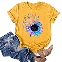 Casual Flower Shirts for Women,Summer Fashion Tops O-Neck Loose T-Shirt