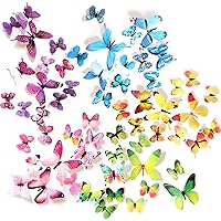 Butterfly Wall Decals - 60PCS 3D Butterflies Home Decor-Stickers, Removable Mural Decoration for Girls Living Room Kids Bedroom Bathroom Baby Nursery, Waterproof DIY Crafts Art (5 Color)
