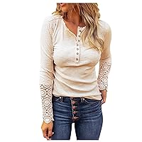 Fall Shirts for Women 2022,Women’s Long Sleeve Henley T Shirts Button Down Slim Fit Tops Scoop Neck Ribbed Knit Shirts