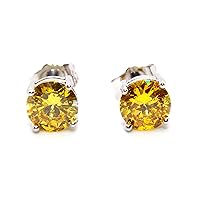 Sterling Silver Yellow Sapphire 2.28ct Stud Earrings (925)