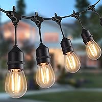 Outdoor String Lights, 48 FT S14 LED Patio Lights with 15 Plastic Edison, Weatherproof Connectable Hanging Lights for Backyard Garden Cafe,Warm White