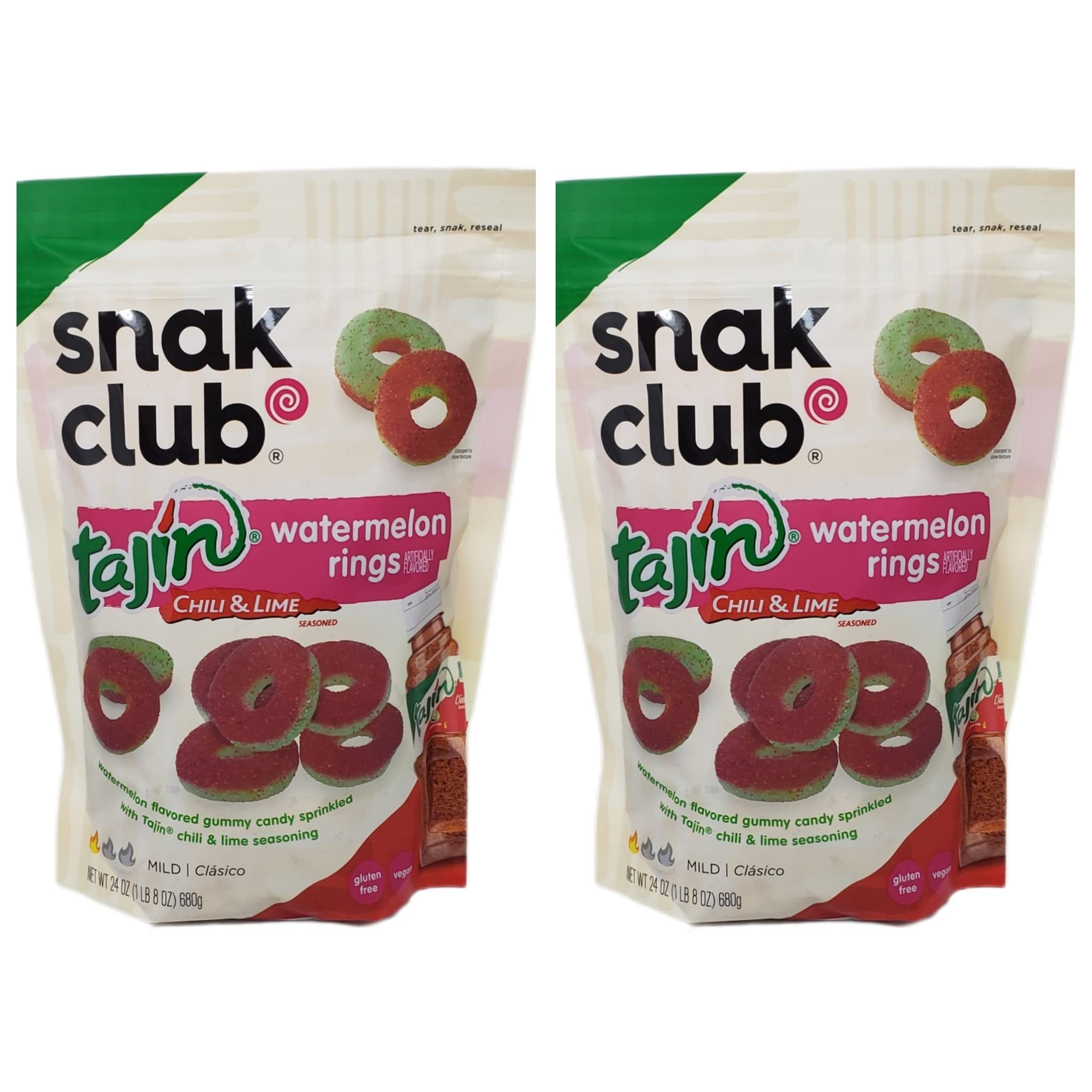 Mua Snak Club Tajin Clasico Chili and Lime Gummy Watermelon Rings - 24 oz  Per Bag - Choose a 2 Pack or 3 Pack - Comes in Resealable Bags - Gluten Free
