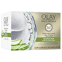 Olay Makeup Remover Wipes Daily Facials Gentle Clean 5-in-1 Water Activated Cleansing Cloths, 33 count (Pack of 1)