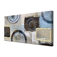 Acocifi Abstract Wall Art Modern Geometric Canvas Circle Block Painting Beige Grey Brown Picture, Textured Artwork Framed for Living Room Bedroom Bathroom Office Home Decor Large 48