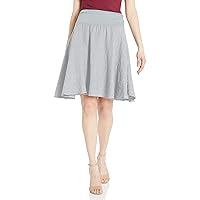 M Made in Italy Women's Linen Comfortable Skirt-Below The Knee