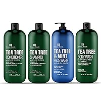 Tea Tree Body Wash with Shampoo & Conditioner Set And Tea Tree Wash with Mint 16 fl oz each