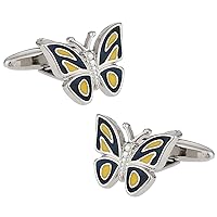 Butterfly Cufflinks - Blue Yellow with Presentation Box