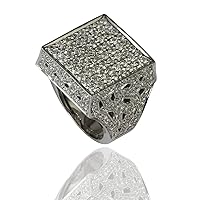 Sonia B Designs by Aurelia Gems 18K White Gold 2.60 Carat Round-Shape Natural Diamond Gorgeous Square Top Ring