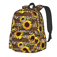 Cheetah Backpack 17 Inch Leopard Print Sunflower Butterflies Casual Daypack Lightweight Women's Laptop Backpack Campus Travel Bag for Women Man Hiking