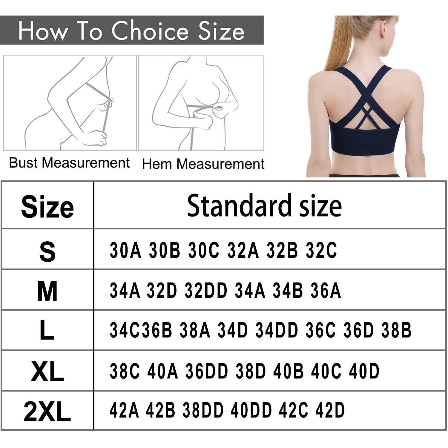 Sports Bras for Women Padded High Impact Seamless Criss Cross Back Workout Tops Gym Activewear Bra