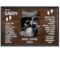 Personalized First Father's Day Canvas Poster Gift From Baby Bump, Daddy To Be Pregnancy Announcement Husband New Dad Gift Baby Ultrasound Picture Wall Art Print Baby-Expecting 1st Father Day