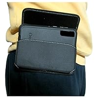 Nylon Cell Phone Holster Pouch for Galaxy S23FE /A25 /A23 /A14/ A13/, A20 / A50 (Otterbox Commuter/Defender) Rugged Belt Loop Clip Holder, Magnetic Closure, Fits Case On (Black-Horizontal)