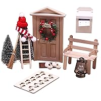 Dollhouse Christmas Decorations 15Pcs/Set DIY Miniature Simulation Fairy Door Xmas Themed Cute Realistic Dollhouse Furniture Furniture