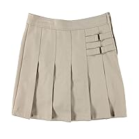 French Toast Big Girls' Plus Two Tab Pleated Skort - Khaki, 16.5