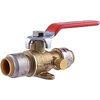 SharkBite Max 1/2 Inch Ball Valve with Drain Vent and Mounting Bracket, Push to Connect Brass Plumbing Fitting, PEX Pipe, Copper, CPVC, PE-RT, HDPE, UR24615A