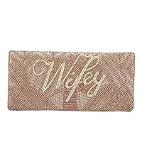 Women's Wifey Script Beaded Fold-Over Clutch Bridal Bag O/S, Champagne/Ivory