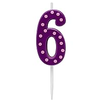 Papyrus Number 6 Birthday Candle, Purple Polka Dots (1-Count)