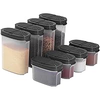 Plastic Spice Containers – Spice Jar Set 8 Pack, 4 Mini, 4 Large – Spice Jars to Store Spices, Herbs, Marinade, Sugar, Salt, Pepper – Refillable Airtight Small Spice Jars with 2 Way Lids