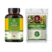Neem Turmeric Capsules and Herbal Hair Mix Powder