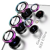 YWXTW for Samsung Galaxy S23 Ultra Camera Lens Protector, Tempered Glass Camera Screen Protector Individual Metal Ring Lens Cover for Galaxy S23 Ultra Accessories, 1 Set