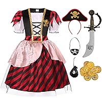 Girls Deluxe Pirate Princess Costume Buccaneer Costume Set for Halloween Party Dress Up