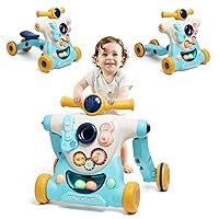 Baby Sit-to-Stand Learning Walker, 3 in 1 Baby Walker for Boys Girls Toddlers, Educational Baby Push Walkers with Entertainment Activity Center, Baby Music Learning Toy Gift for Infant