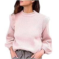 Knit Sweater for Women Solid Fall Jumper Cute Crewneck Long Sleeve Pullover Tops Ladies Dressy Casual Sweaters