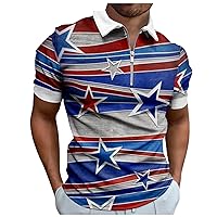 Men's Fashion 3D Polo Shirts Business Zipper Decorative Short Sleeve Polo Shirt Color Patchwork Top for Men