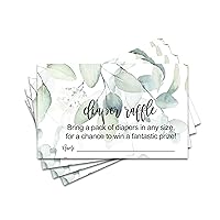 Paper Clever Party Greenery Diaper Raffle Tickets for Baby Shower Games, Invitation Insert Cards, 50 Pack