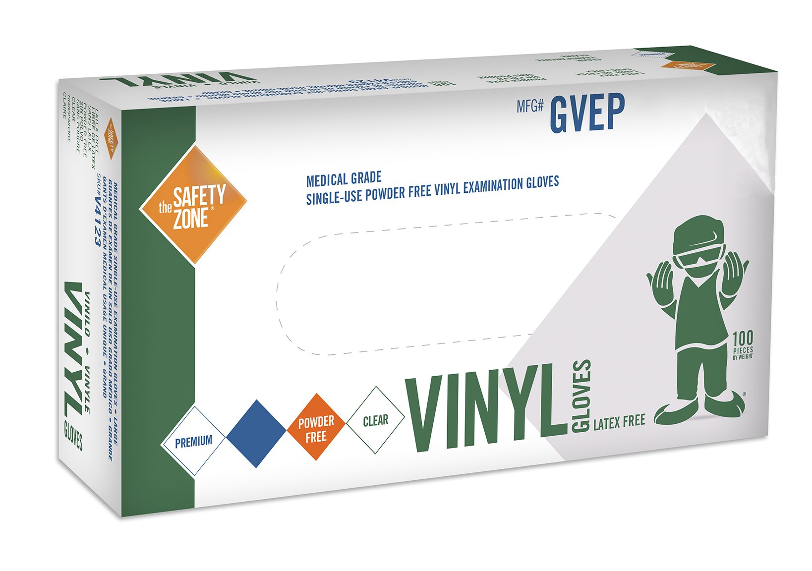 Disposable Vinyl Exam Gloves - Clear, Medical Grade, Powder Free, Latex Free, Lab Work, Plastic, Food, Cleaning, Wholesale Cheap, Size Large (Box of 100)