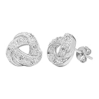 Gilded Sterling Silver 1/10 cttw Diamond Knot Post Earring