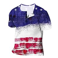 Patriotic Shirts for Men - USA V Neck Button Down American Flag Shirts for Men 4th of July - Workout Muscle Tee