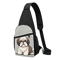 Sling Bag Crossbody for Women Fanny Pack Shih Tzu Dog Chest Bag Daypack for Hiking Travel Waist Bag