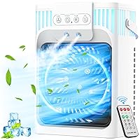 Portable Air Conditioners, 3 Speeds, 3 Mist Settings, 40oz Large Water Tank, 2~8h Timer & 7-color Ambient Lights, Air Conditioner Portable, Personal Small Evaporative Air Cooler for Room Bedroom